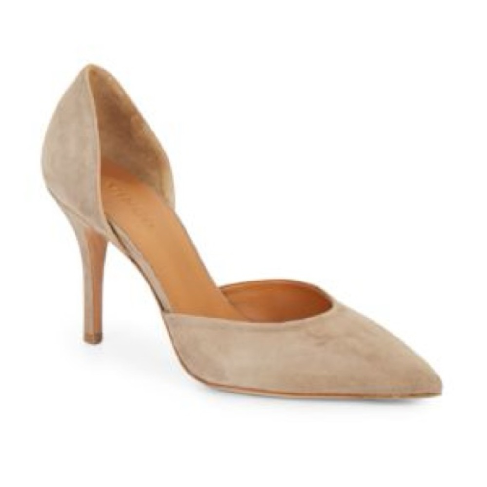 Vince Celeste Suede D’Orsay Pointed Toe Cream Neutral Beige 3.5” Pump Size 8.5 8